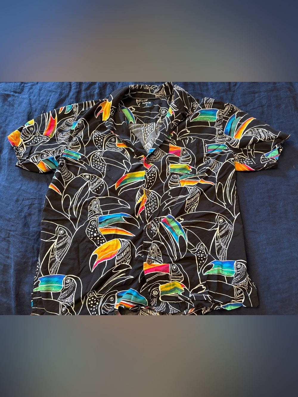 Hurley Black Shirt with White Graphic Print